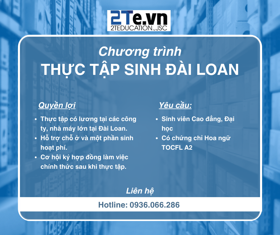 Chương trình thực tập sinh hưởng lương tại Đài Loan